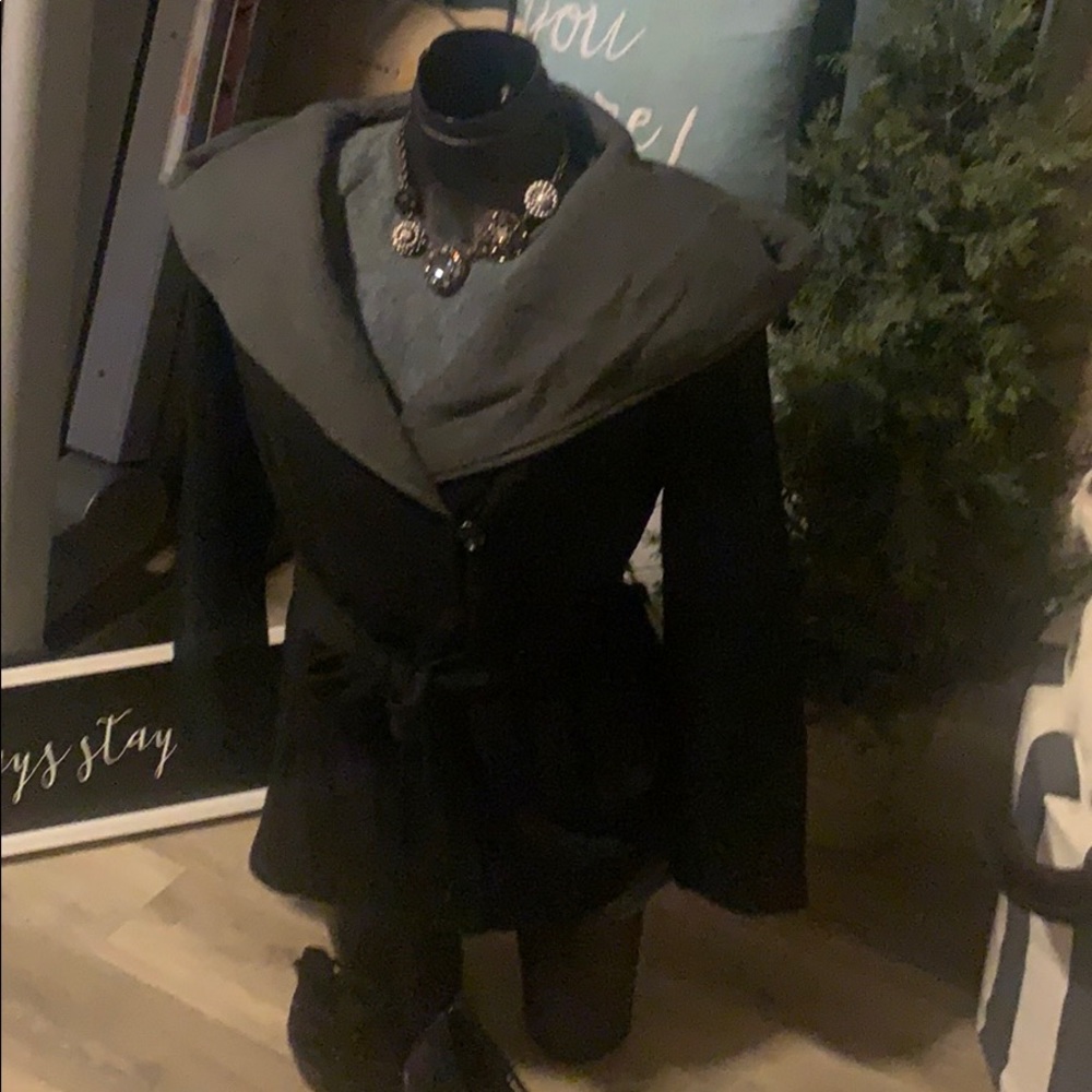 Black Twill and charcoal Shebby pea coat